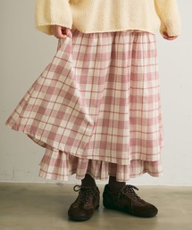Crisp | レイヤードデザインチェックギャザースカート(スカート)