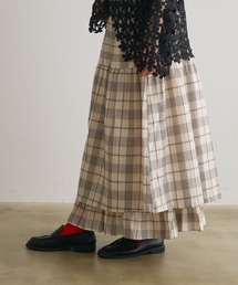 Crisp | レイヤードデザインチェックギャザースカート(スカート)