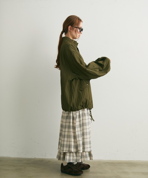 Crisp（クリスプ）の「レイヤードデザインチェックギャザースカート（スカート・レディース・ブラック/レッド・FREE）」の9枚目の写真