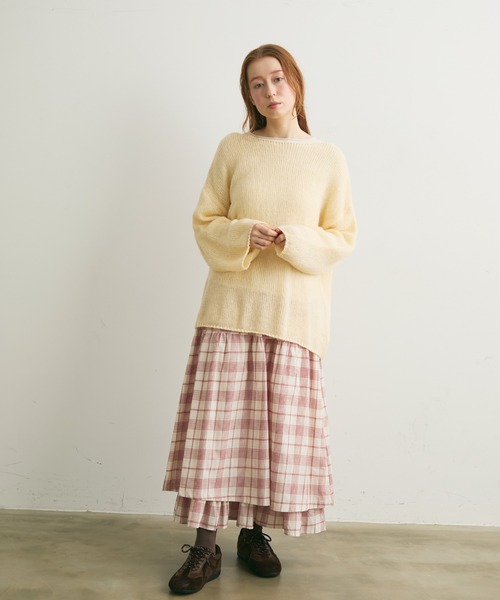 Crisp（クリスプ）の「レイヤードデザインチェックギャザースカート（スカート・レディース・ブラック/レッド・FREE）」の15枚目の写真