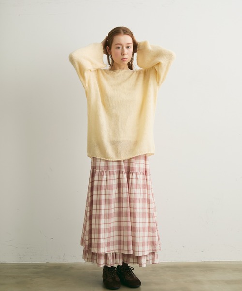Crisp（クリスプ）の「レイヤードデザインチェックギャザースカート（スカート・レディース・ブラック/レッド・FREE）」の16枚目の写真