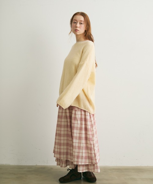 Crisp（クリスプ）の「レイヤードデザインチェックギャザースカート（スカート・レディース・ブラック/レッド・FREE）」の17枚目の写真