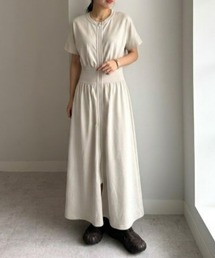 【SMARTECOJERSEYLIGHT】リブ切替ワンピース (キレイ目ワンピース/防シワ/UV/ストレッチ/伸びる/動きやすい/スタイルアップ)