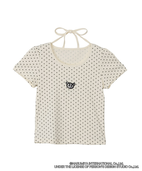ANGEL BLUE(エンジェルブルー)の「【ANGEL BLUE】別注 エンジェルブルー ピンドット リボンネック トップス(Tシャツ/カットソー・レディース・ブラック×ホワイト/ホワイト×ブラック・FREE)」の19枚目の写真