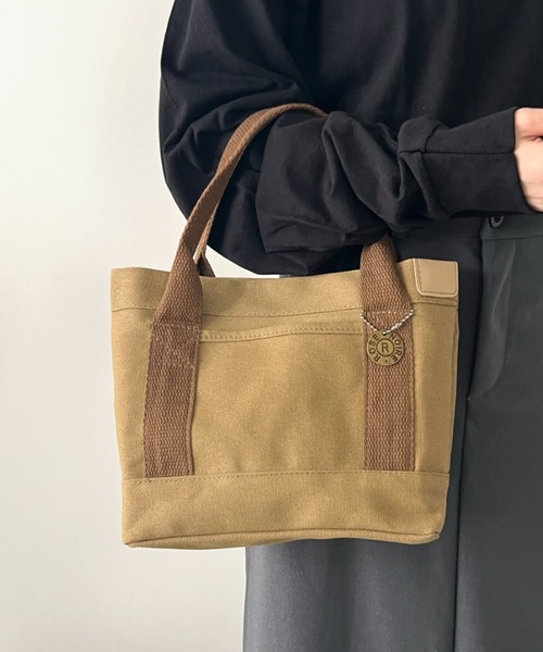 wears(ウェアーズ)の「【仕切りあり】キャンバスミニトートバッグ ミニバッグ ハンドバッグ トートバッグ(トートバッグ・レディース・ブラック/アイボリー/ブラウン・FREE)」の3枚目の写真