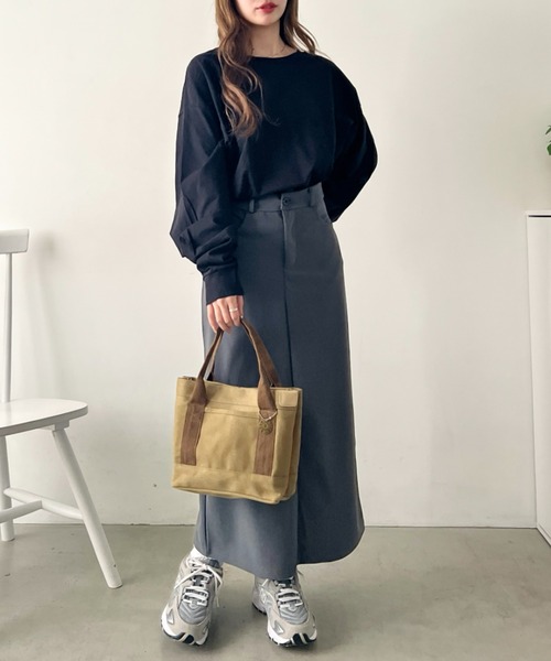 wears(ウェアーズ)の「【仕切りあり】キャンバスミニトートバッグ ミニバッグ ハンドバッグ トートバッグ(トートバッグ・レディース・ブラック/アイボリー/ブラウン・FREE)」の5枚目の写真
