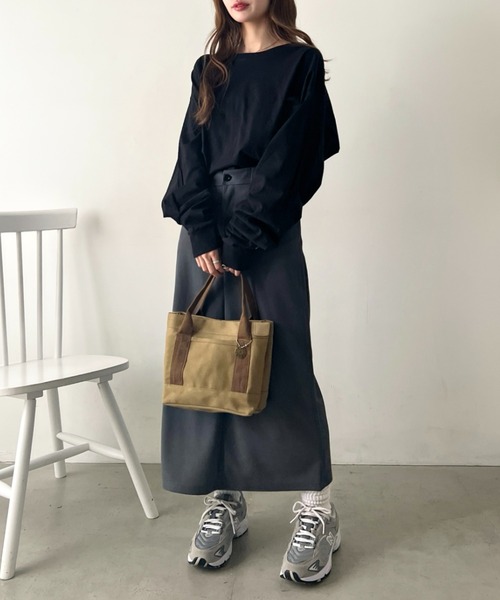 wears(ウェアーズ)の「【仕切りあり】キャンバスミニトートバッグ ミニバッグ ハンドバッグ トートバッグ(トートバッグ・レディース・ブラック/アイボリー/ブラウン・FREE)」の7枚目の写真
