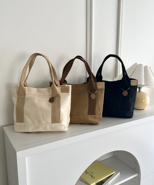 wears(ウェアーズ)の「【仕切りあり】キャンバスミニトートバッグ ミニバッグ ハンドバッグ トートバッグ(トートバッグ・レディース・ブラック/アイボリー/ブラウン・FREE)」の19枚目の写真