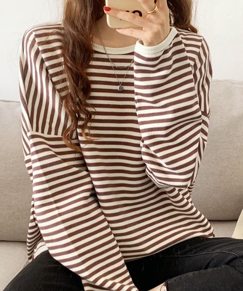 SallyLunn(サリーラン)の「シンプルボーダーカットソー(スウェット・レディース・ブラック/ブルー/ブラウン・LARGE/MEDIUM)」の10枚目の写真