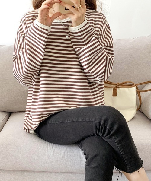 SallyLunn(サリーラン)の「シンプルボーダーカットソー(スウェット・レディース・ブラック/ブルー/ブラウン・LARGE/MEDIUM)」の11枚目の写真