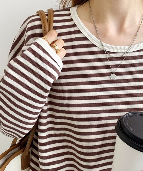 SallyLunn(サリーラン)の「シンプルボーダーカットソー(スウェット・レディース・ブラック/ブルー/ブラウン・LARGE/MEDIUM)」の12枚目の写真
