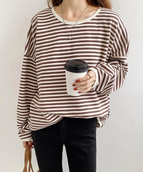 SallyLunn(サリーラン)の「シンプルボーダーカットソー(スウェット・レディース・ブラック/ブルー/ブラウン・LARGE/MEDIUM)」の13枚目の写真