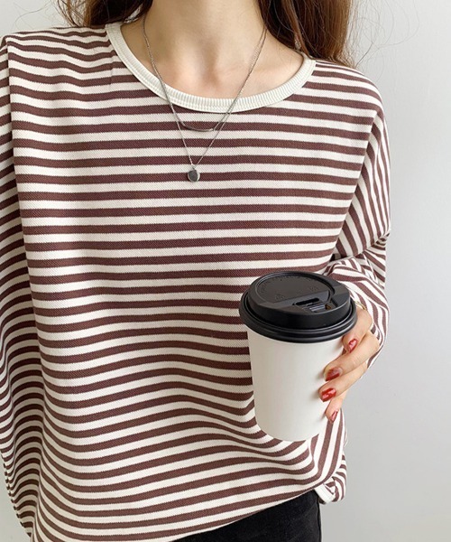 SallyLunn(サリーラン)の「シンプルボーダーカットソー(スウェット・レディース・ブラック/ブルー/ブラウン・LARGE/MEDIUM)」の14枚目の写真