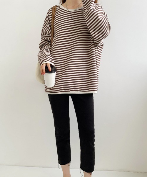 SallyLunn(サリーラン)の「シンプルボーダーカットソー(スウェット・レディース・ブラック/ブルー/ブラウン・LARGE/MEDIUM)」の15枚目の写真