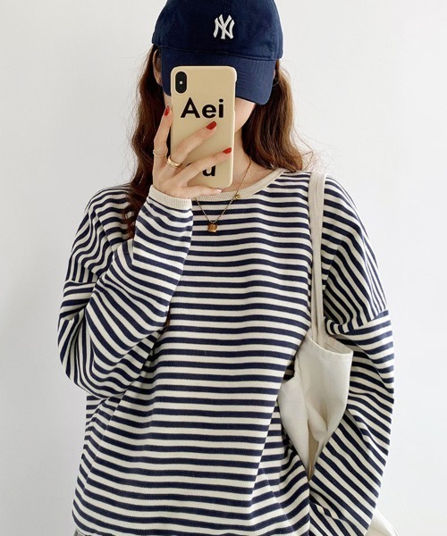 SallyLunn(サリーラン)の「シンプルボーダーカットソー(スウェット・レディース・ブラック/ブルー/ブラウン・LARGE/MEDIUM)」の19枚目の写真