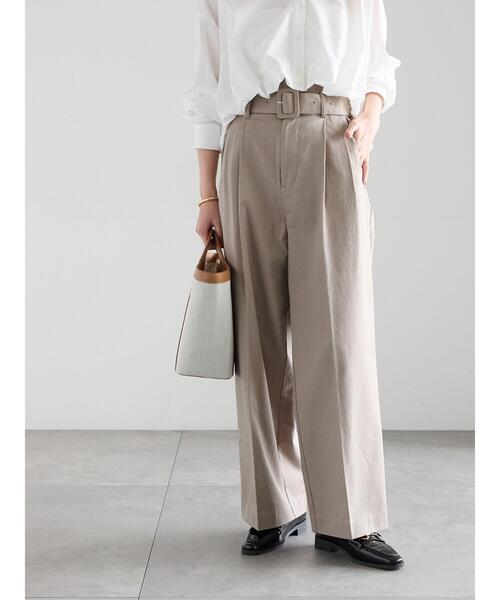 Te chichi(テチチ)の「ハイウエストワイドチノパンツ《2026 spring catalog item》(その他パンツ・レディース・ベージュ/オフホワイト・F)」の2枚目の写真