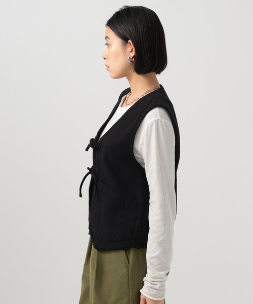 BAYFLOW（ベイフロー）の「リネンベスト（ベスト・レディース・ライトベージュ/ブラック・FREE）」の5枚目の写真