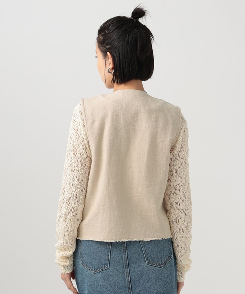 BAYFLOW（ベイフロー）の「リネンベスト（ベスト・レディース・ライトベージュ/ブラック・FREE）」の11枚目の写真