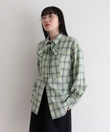 fredy emue | チェック柄ビッグボウタイブラウス(シャツ/ブラウス)