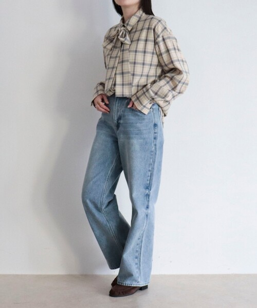 fredy emue（フレディエミュ）の「チェック柄ビッグボウタイブラウス（シャツ/ブラウス・レディース・グリーン系その他/ベージュ系その他/ピンク系その他・38）」の15枚目の写真