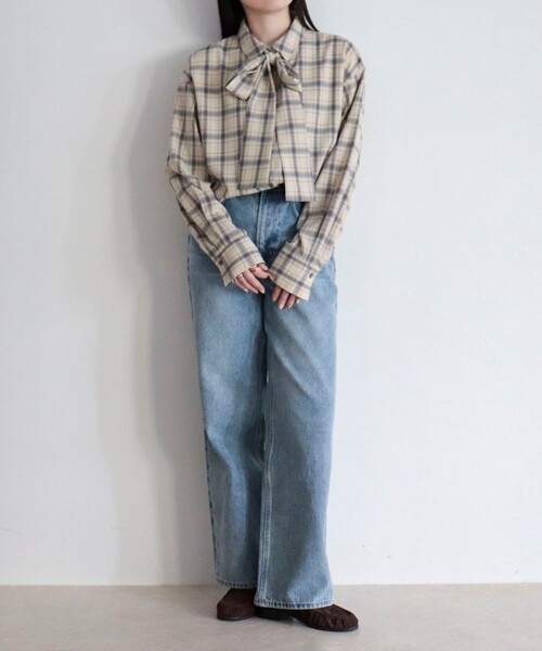 fredy emue（フレディエミュ）の「チェック柄ビッグボウタイブラウス（シャツ/ブラウス・レディース・グリーン系その他/ベージュ系その他/ピンク系その他・38）」の17枚目の写真