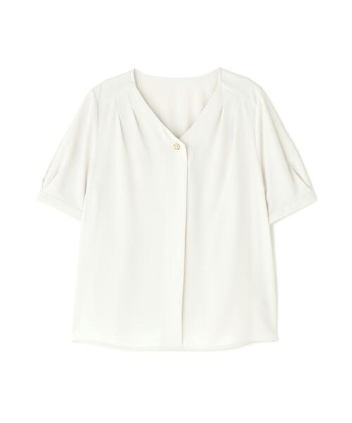 NATURAL BEAUTY BASIC(ナチュラルビューティーベーシック)の「◇メタルポイントVネックブラウス(シャツ/ブラウス・レディース・ラベンダー/ネイビー/オフホワイト・SMALL/MEDIUM)」の4枚目の写真