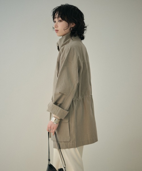 LAULEN（ローレン）の「stand collar fly front middle jacket /スタンドカラー比翼ジップアップジャケット（ミリタリージャケット・レディース・ベージュ/ホワイト/カーキ・FREE）」の12枚目の写真