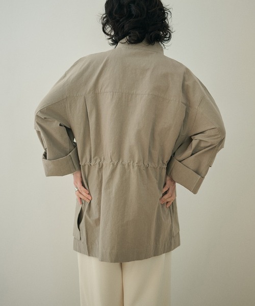 LAULEN（ローレン）の「stand collar fly front middle jacket /スタンドカラー比翼ジップアップジャケット（ミリタリージャケット・レディース・ベージュ/ホワイト/カーキ・FREE）」の13枚目の写真