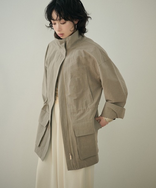 LAULEN（ローレン）の「stand collar fly front middle jacket /スタンドカラー比翼ジップアップジャケット（ミリタリージャケット・レディース・ベージュ/ホワイト/カーキ・FREE）」の14枚目の写真