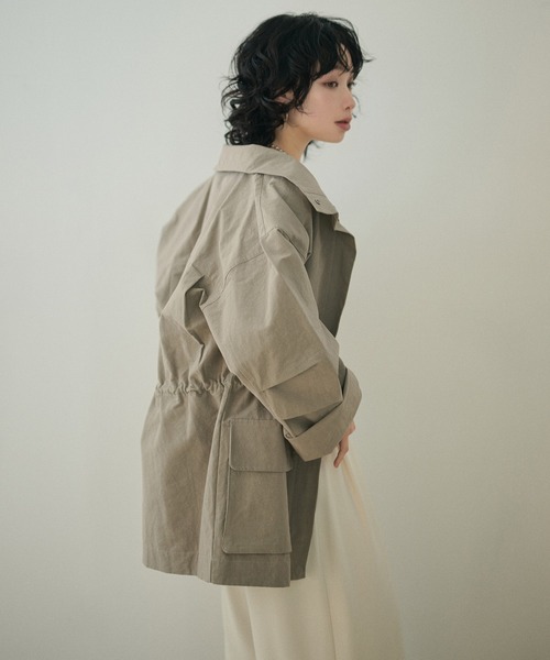 LAULEN（ローレン）の「stand collar fly front middle jacket /スタンドカラー比翼ジップアップジャケット（ミリタリージャケット・レディース・ベージュ/ホワイト/カーキ・FREE）」の18枚目の写真