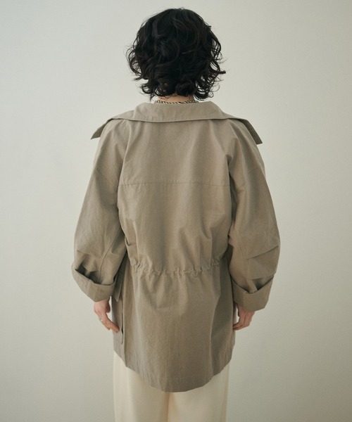 LAULEN（ローレン）の「stand collar fly front middle jacket /スタンドカラー比翼ジップアップジャケット（ミリタリージャケット・レディース・ベージュ/ホワイト/カーキ・FREE）」の20枚目の写真