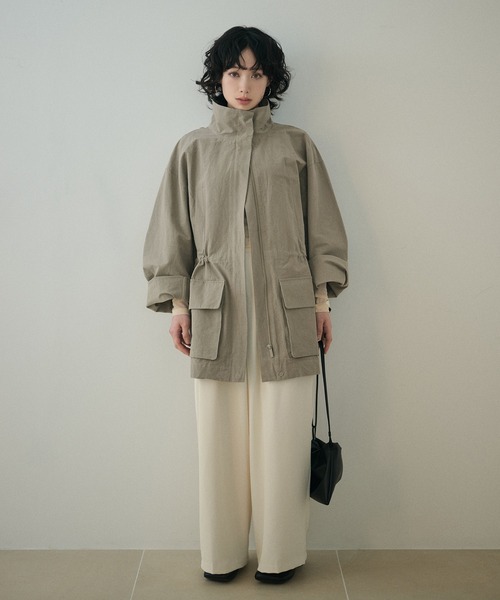 LAULEN（ローレン）の「stand collar fly front middle jacket /スタンドカラー比翼ジップアップジャケット（ミリタリージャケット・レディース・ベージュ/ホワイト/カーキ・FREE）」の21枚目の写真