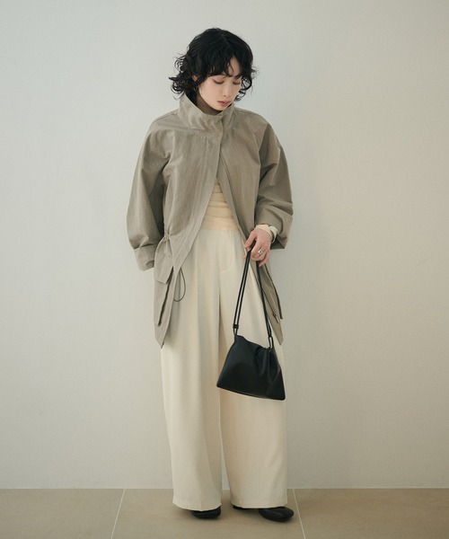 LAULEN（ローレン）の「stand collar fly front middle jacket /スタンドカラー比翼ジップアップジャケット（ミリタリージャケット・レディース・ベージュ/ホワイト/カーキ・FREE）」の22枚目の写真