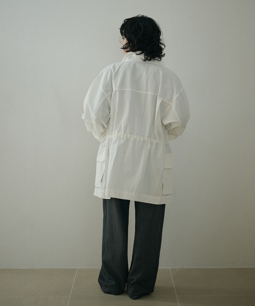 LAULEN（ローレン）の「stand collar fly front middle jacket /スタンドカラー比翼ジップアップジャケット（ミリタリージャケット・レディース・ベージュ/ホワイト/カーキ・FREE）」の5枚目の写真