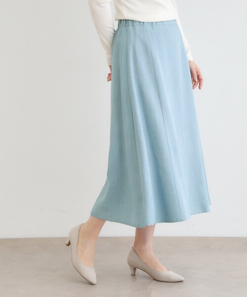 LAURA ASHLEY(ローラアシュレイ)の「【定番人気!脇ファスナーあり/ウエストゴム】セルロース デニムスカート(スカート・レディース・ライトブルー/ネイビー・38/40)」の3枚目の写真