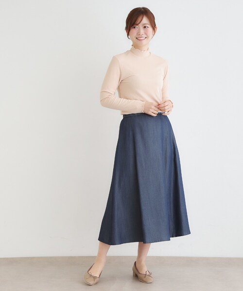 LAURA ASHLEY(ローラアシュレイ)の「【定番人気!脇ファスナーあり/ウエストゴム】セルロース デニムスカート(スカート・レディース・ライトブルー/ネイビー・38/40)」の8枚目の写真