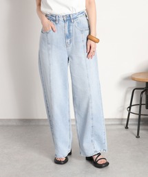 cepo | 【美脚見えが叶う 楽ちんポケットタックデニム】ウエストタックストレートデニムパンツ(デニムパンツ)