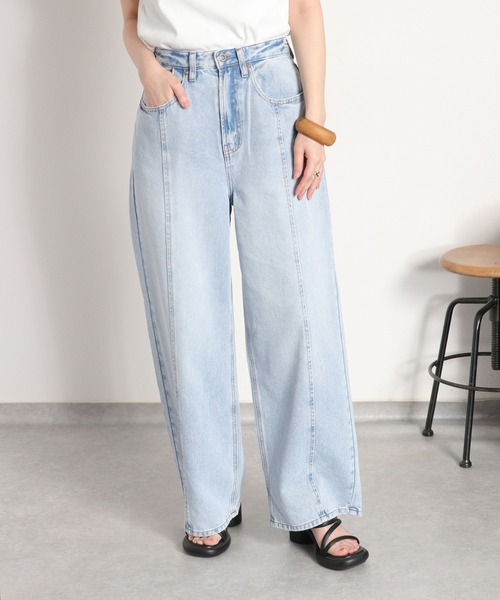 cepo（セポ）の「【美脚見えが叶う 楽ちんポケットタックデニム】ウエストタックストレートデニムパンツ（デニムパンツ・レディース・ブルー系3/ブルー系2・S/M/L）」の2枚目の写真