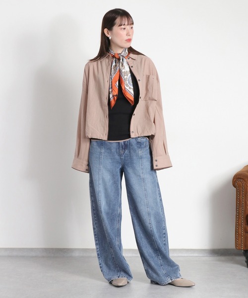 cepo（セポ）の「【美脚見えが叶う 楽ちんポケットタックデニム】ウエストタックストレートデニムパンツ（デニムパンツ・レディース・ブルー系3/ブルー系2・S/M/L）」の8枚目の写真