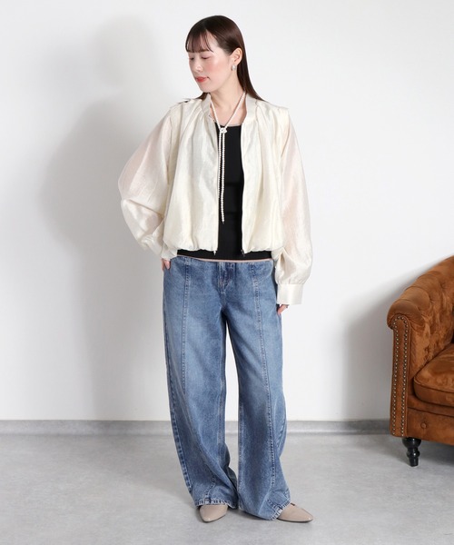 cepo（セポ）の「【美脚見えが叶う 楽ちんポケットタックデニム】ウエストタックストレートデニムパンツ（デニムパンツ・レディース・ブルー系3/ブルー系2・S/M/L）」の13枚目の写真