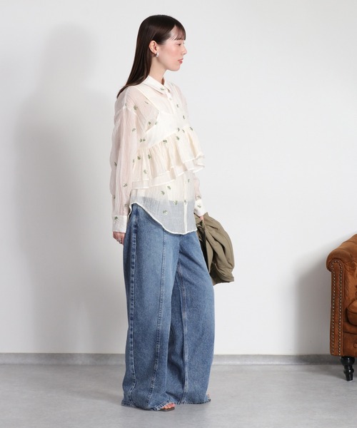 cepo（セポ）の「【美脚見えが叶う 楽ちんポケットタックデニム】ウエストタックストレートデニムパンツ（デニムパンツ・レディース・ブルー系3/ブルー系2・S/M/L）」の6枚目の写真