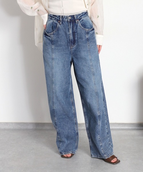 cepo（セポ）の「【美脚見えが叶う 楽ちんポケットタックデニム】ウエストタックストレートデニムパンツ（デニムパンツ・レディース・ブルー系3/ブルー系2・S/M/L）」の16枚目の写真