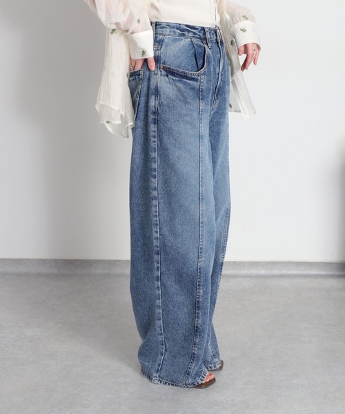 cepo（セポ）の「【美脚見えが叶う 楽ちんポケットタックデニム】ウエストタックストレートデニムパンツ（デニムパンツ・レディース・ブルー系3/ブルー系2・S/M/L）」の22枚目の写真