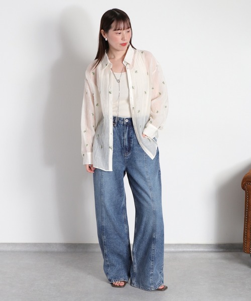 cepo（セポ）の「【美脚見えが叶う 楽ちんポケットタックデニム】ウエストタックストレートデニムパンツ（デニムパンツ・レディース・ブルー系3/ブルー系2・S/M/L）」の7枚目の写真