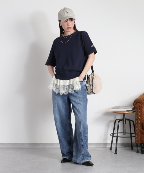 cepo（セポ）の「【美脚見えが叶う 楽ちんポケットタックデニム】ウエストタックストレートデニムパンツ（デニムパンツ・レディース・ブルー系3/ブルー系2・S/M/L）」の11枚目の写真