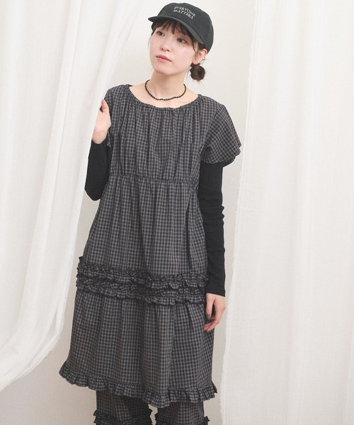 fig Ｌondon（フィグロンドン）の「deco mini dress（ワンピース・レディース・ホワイト/チェック・FREE）」の2枚目の写真
