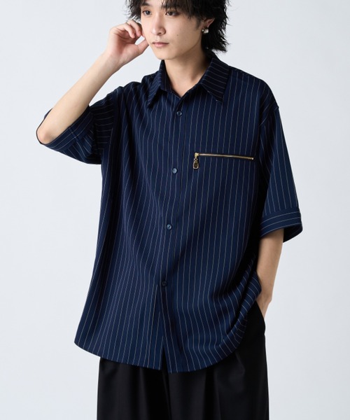【名作】OAMC ルーク着用 ストライプ パルス シャツ ブラウス 半袖 Lui's（ルイス）の「ストライプ半袖オーバーシャツ（シャツ/ブラウス