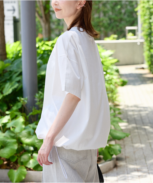 JOURNAL STANDARD（ジャーナルスタンダード）の「《追加》シャーリングＴシャツ（Tシャツ/カットソー・レディース・ブラック系その他/ホワイト・FREE）」の2枚目の写真