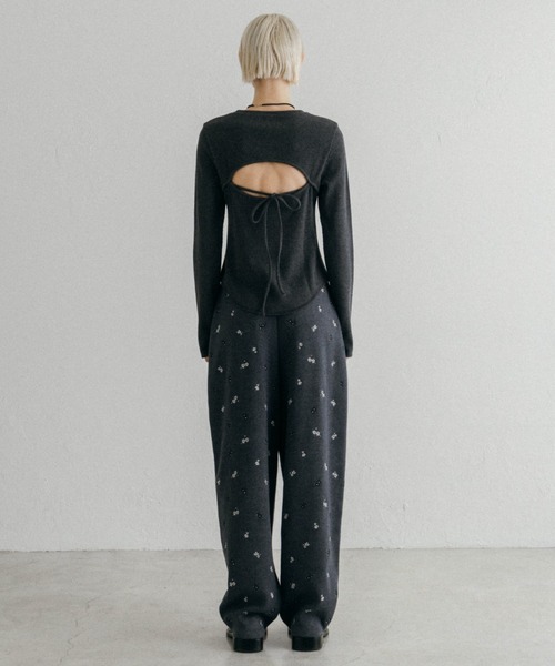 CREDONA（クレドナ）の「FLOWER EMBROIDERY KNIT PANTS/フラワーエンブロイダリーニットパンツ（その他パンツ・レディース・ブラック/グレー・FREE）」の19枚目の写真