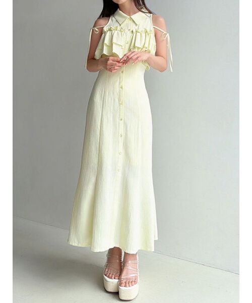 RESEXXY（リゼクシー）の「ラッフルマーメイドシャツワンピース（シャツワンピース・レディース・ピンク/ホワイト/ブラック/イエロー・FREE）」の3枚目の写真